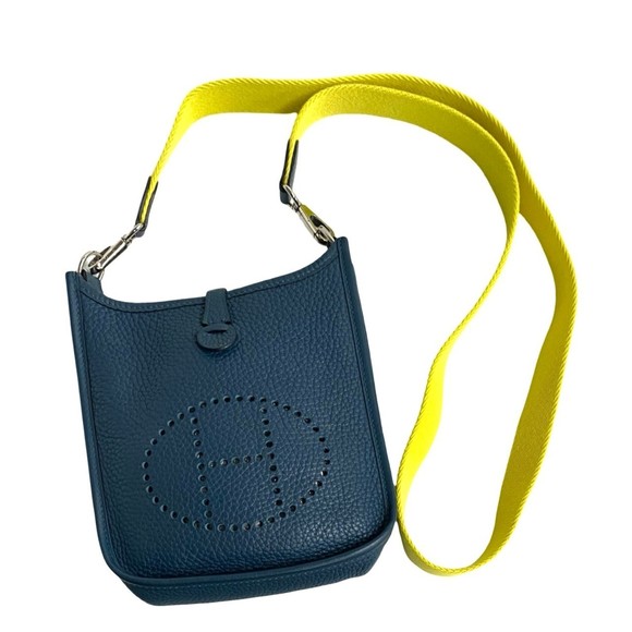 A-stamped HERMES Evelyn TPM Taurillon Clemence Leather Mini Shoulder Bag Colv... - Picture 1 of 9